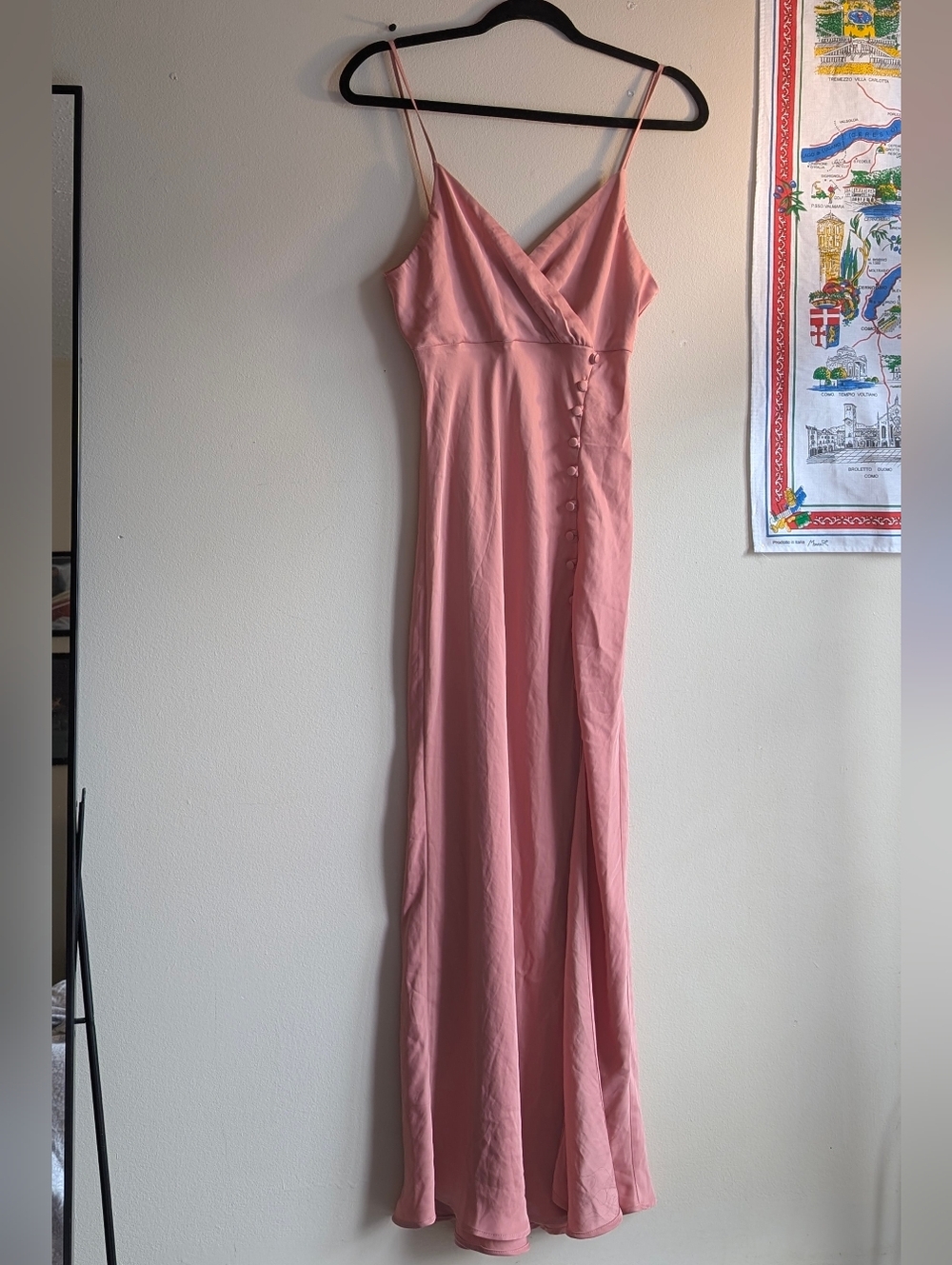 ZARA Sexy Pink Slip Maxi Dress with Side Button and Slit